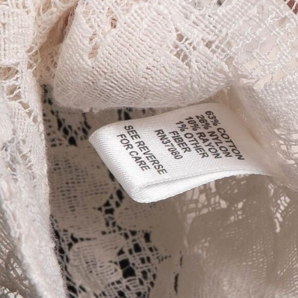 Cato Button Up Lace Shirt XL Womens Pockets Off White Cotton Blend 3/4 Sleeves - Picture 6 of 7